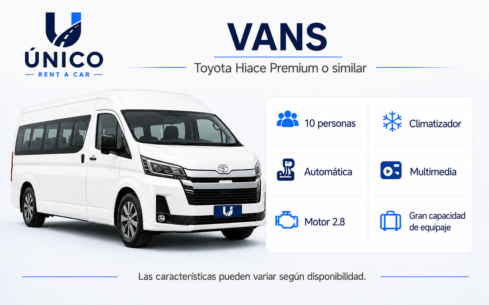 Toyota Hiace Premium para 10 personas o similar